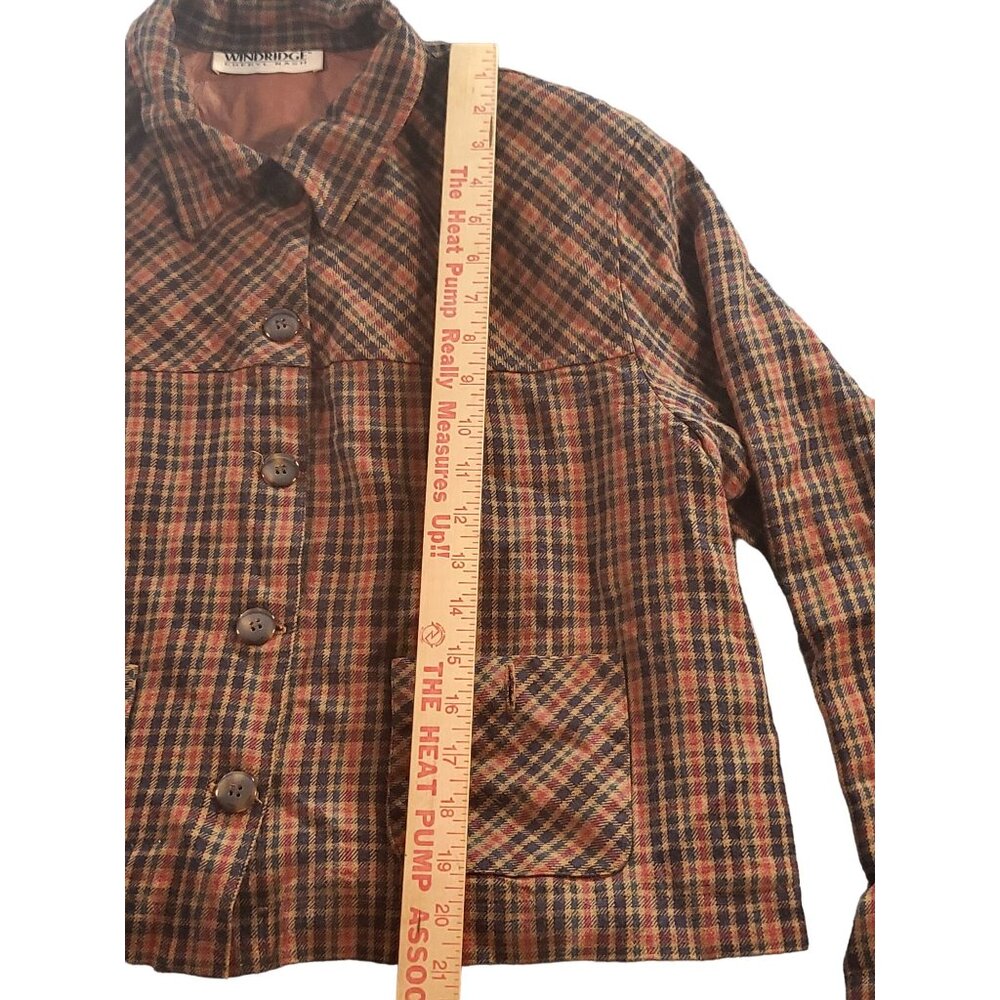 Vintage Windridge Cheryl Nash Blazer Jacket Women Sz S Ginger Plaid Rayon Boho - Picture 3 of 9